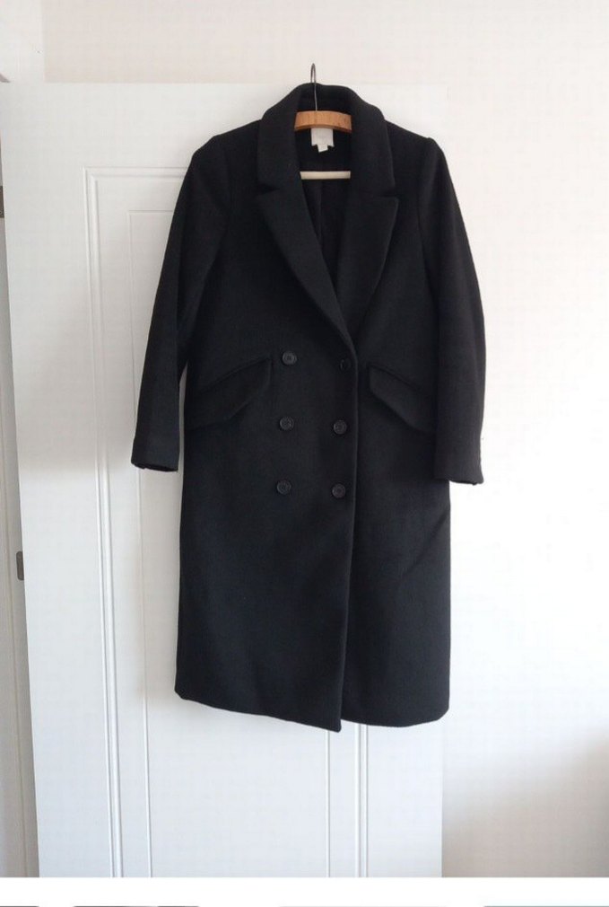 #H&M Yünlü Siyah Uzun Kaban — görsel 3/9