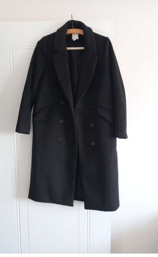 #H&M Yünlü Siyah Uzun Kaban — görsel 4/9