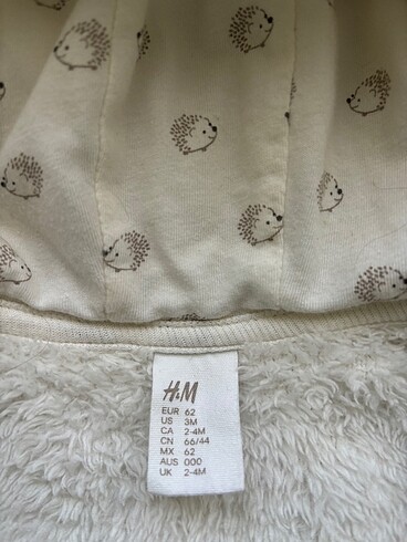 3 Ay Beden beyaz Renk H&M bebek ceket