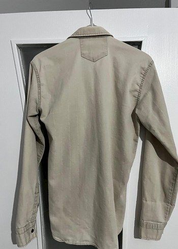 Bej Düğmeli Denim Erkek Gömlek Bej rengi - Görsel 2