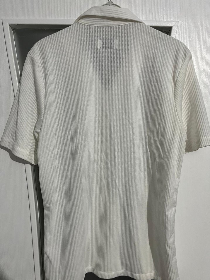 Beyaz Keten Kısa Kollu Düğmeli Erkek Gömlek - Görsel 2