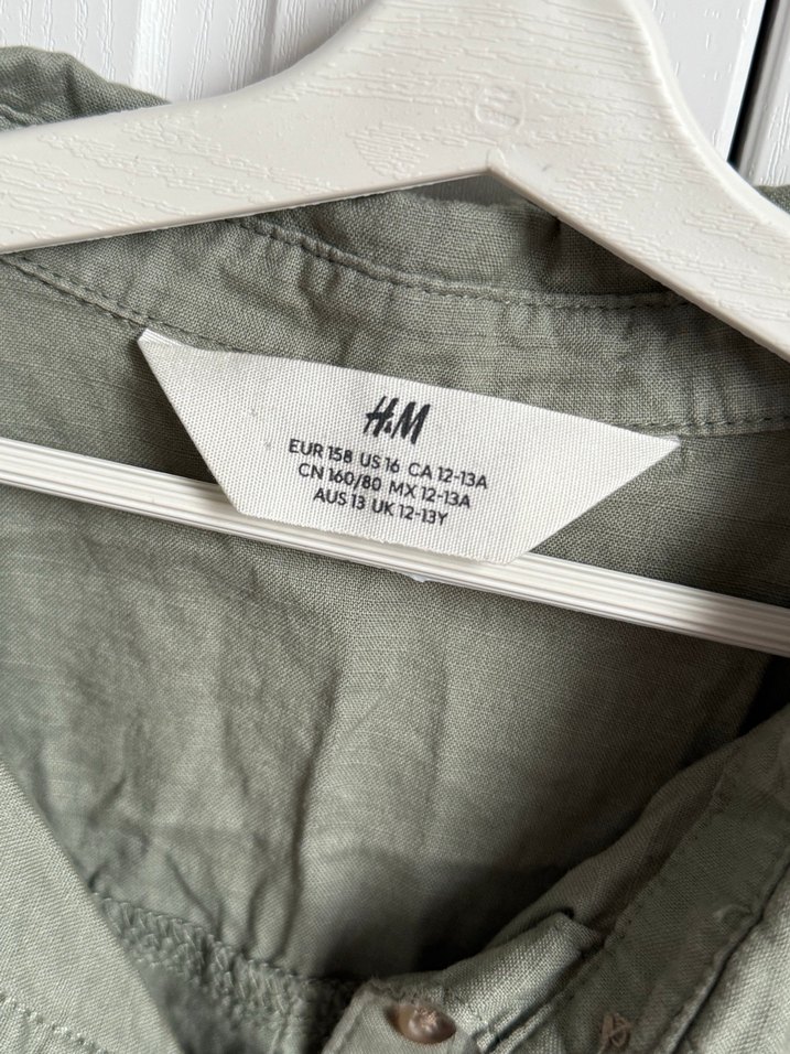 Kız çocuk belden bağlamalı crop Keten Gömlek - Görsel 2