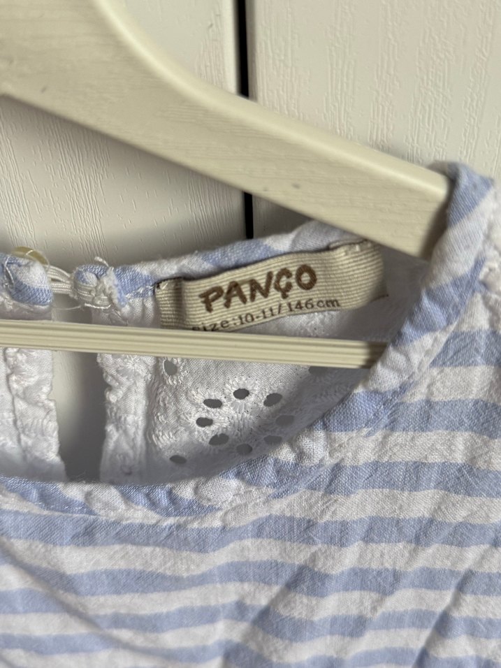 Kız Çocuk Mavi Çizgili Kolsuz Elbise - Görsel 3