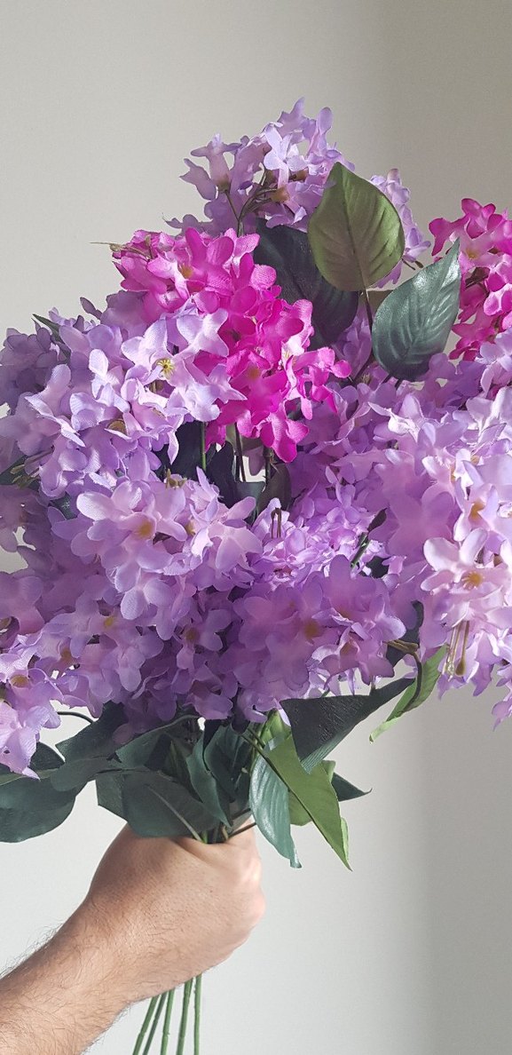 Pastel Mor Dekoratif Yapay Çiçek Demeti - Görsel 2