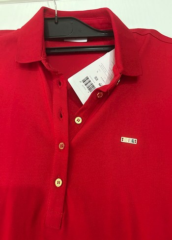 Kırmızı Düğmeli Midi Kadın Elbise,etiketli - Görsel 3