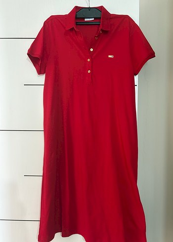 Kırmızı Düğmeli Midi Kadın Elbise,etiketli - Görsel 2