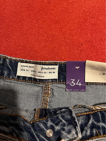 Stradivarius Stradivarius jean kot etek taşlı