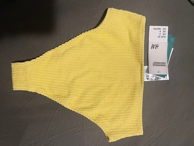 34 Beden sarı Renk H&M sarı yüksek bel bikini altı butter yellow