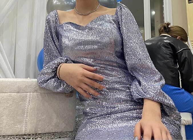 m Beden mavi Renk Abiye elbise