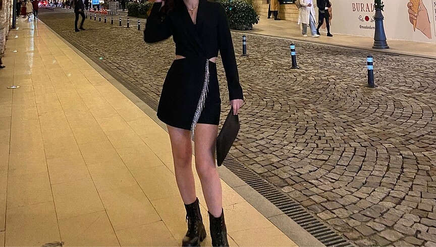 Zara Siyah taşlı tulum