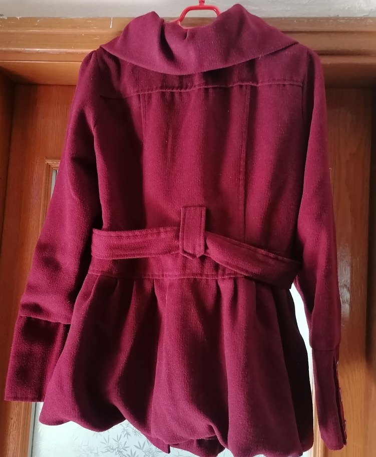 Kadın Bordo Kemerli Kaban - Görsel 2