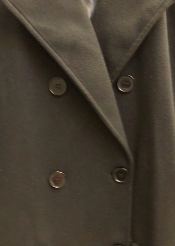 Düğmeli siyah Süet Kaban