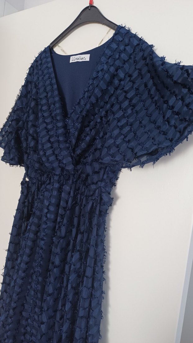 Volanlı Lacivert Elbise Hamilelikte de kullanılabilir - Görsel 3