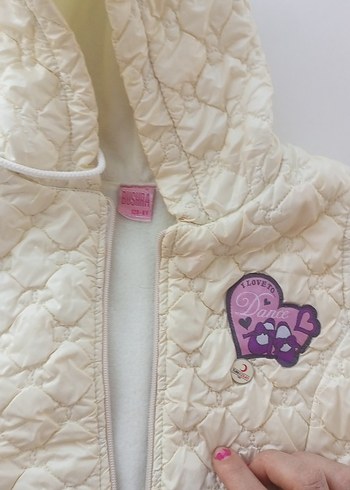 Kız Çocuk Beyaz Nakışlı Fermuarlı Yelek - Görsel 5