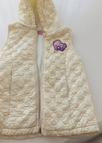 Kız Çocuk Beyaz Nakışlı Fermuarlı Yelek - Görsel 3