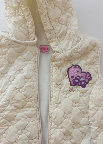 Kız Çocuk Beyaz Nakışlı Fermuarlı Yelek - Görsel 4