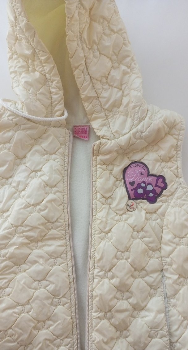 Kız Çocuk Beyaz Nakışlı Fermuarlı Yelek - Görsel 4