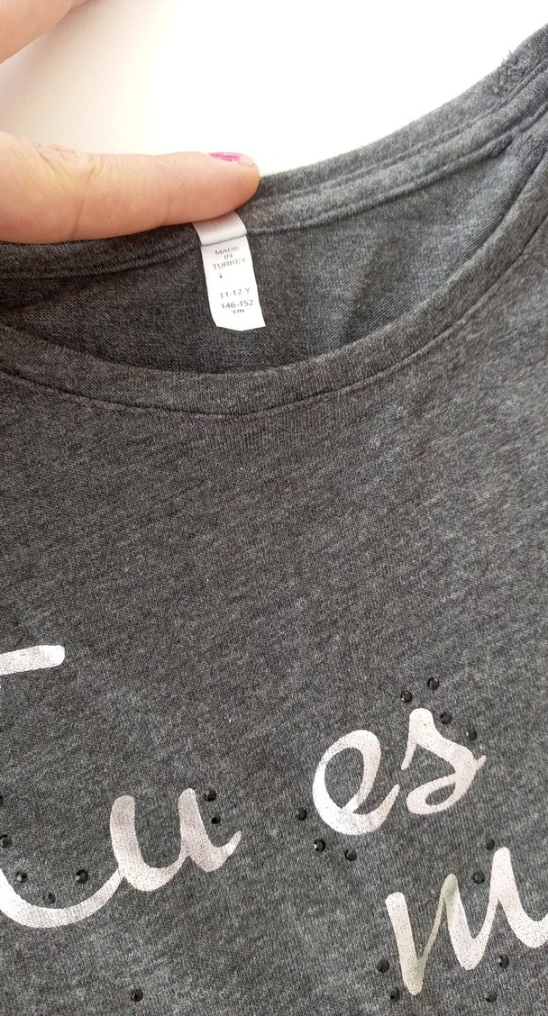 Kız Çocuk Gri Pamuklu Uzun Kollu Fırfırlı Tişört - Görsel 4