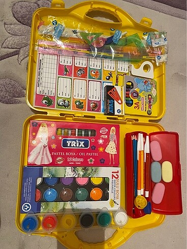 Kırtasiye seti suluboya pastel boya cetvel