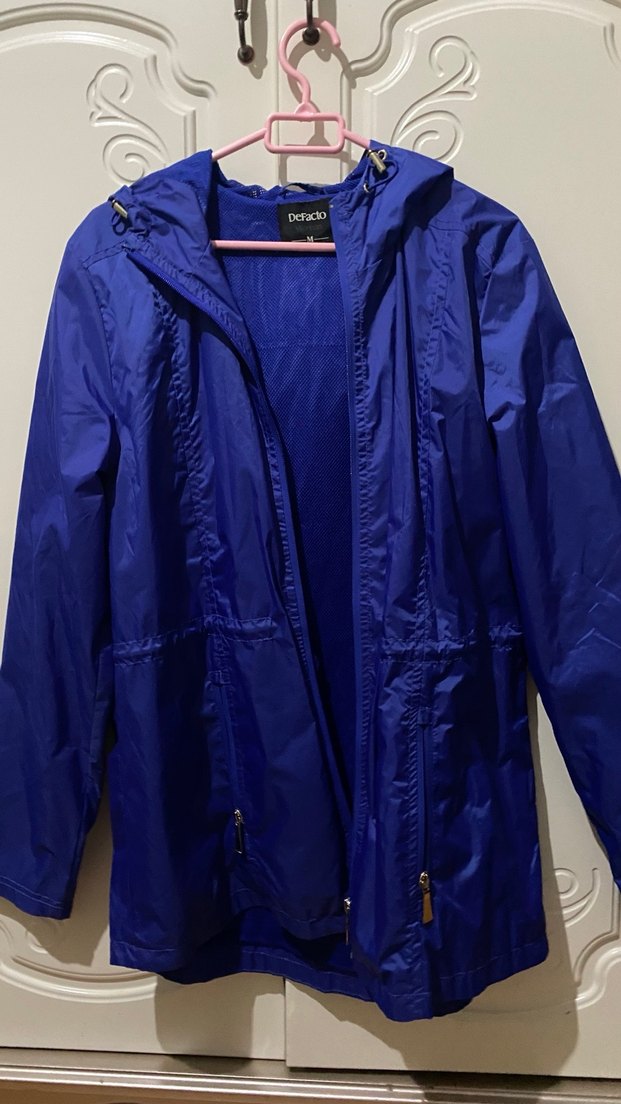 DeFacto Marka Mavi Fermuarlı Midi Yağmurluk - Görsel 4