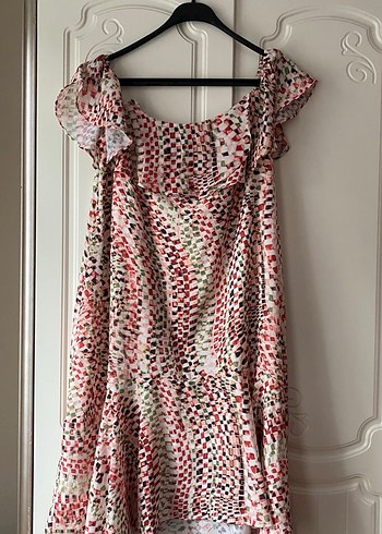 Midi kare desenli elbise - Görsel 3