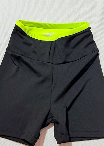 Siyah Elastik Bantlı Mini spor taytı