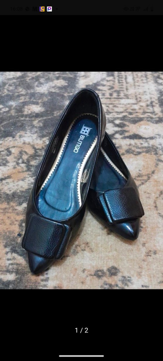 Siyah Tokalı Stiletto Topuklu Kadın Babet - Görsel 2