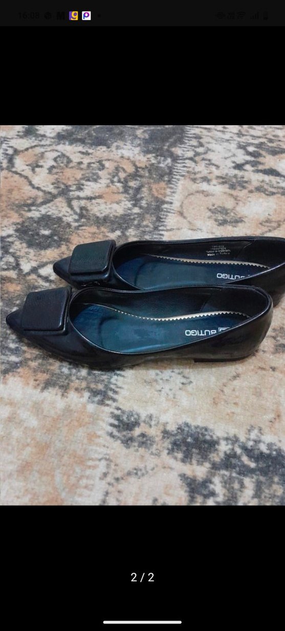 Siyah Tokalı Stiletto Topuklu Kadın Babet - Görsel 3