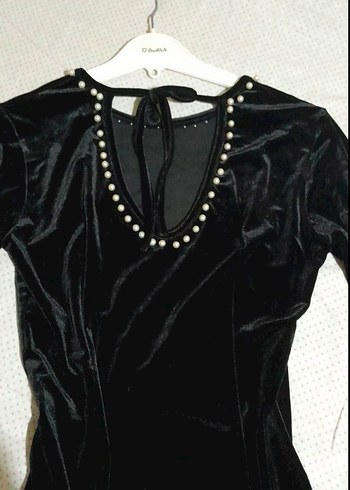 Siyah Uzun Sırt Dekolteli Elbise - Görsel 3