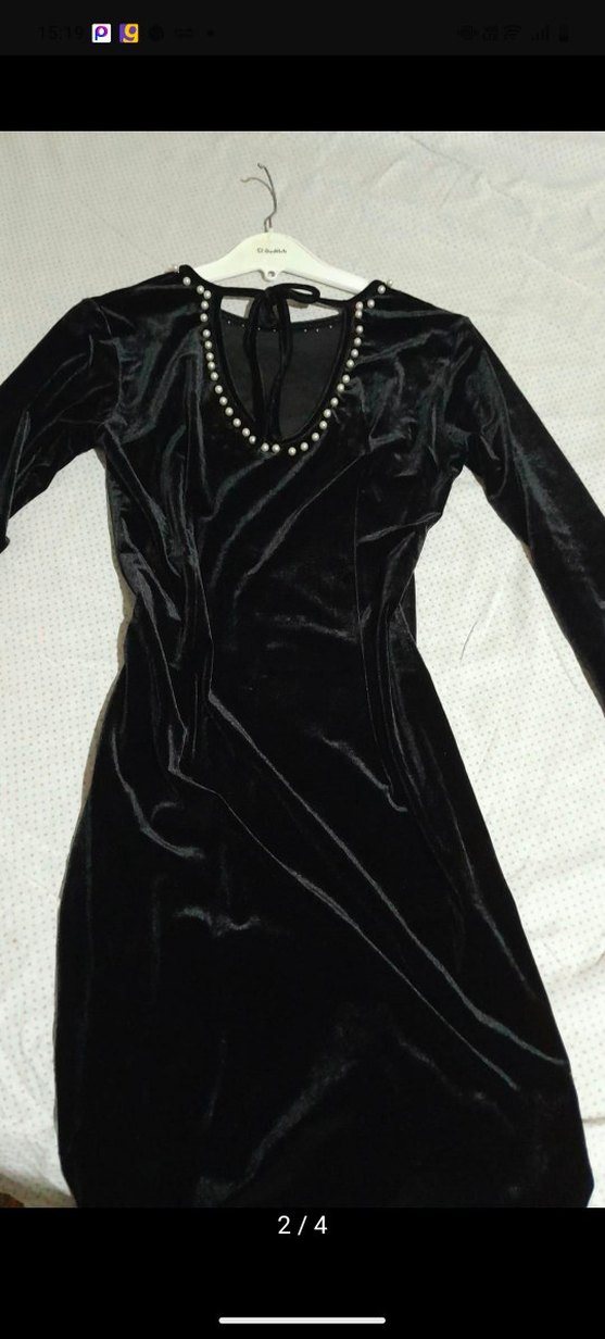 Siyah Uzun Sırt Dekolteli Elbise - Görsel 2