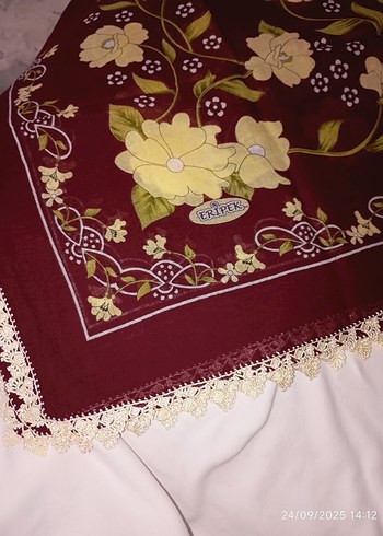  Beden bordo Renk el emeği oyalı yazma
