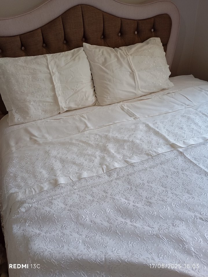 Dantel detaylı nevresim pike battaniye set - Görsel 3