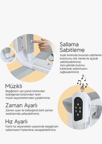 Diğer Huggy moon bebek beşiği anne yanı oyun parkı