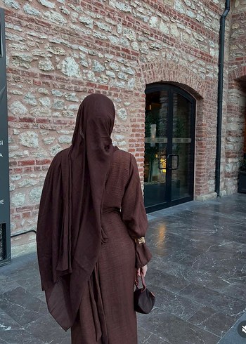 Zara Kahverengi Uzun Kollu Drapeli Kadın Elbise