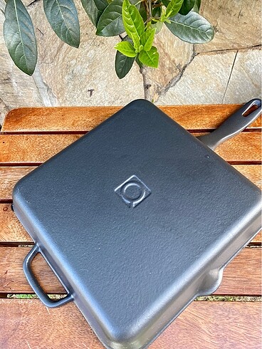 Hecha Demir Döküm 28 cm Kare Izgara Tava Mat Siyah - Görsel 2