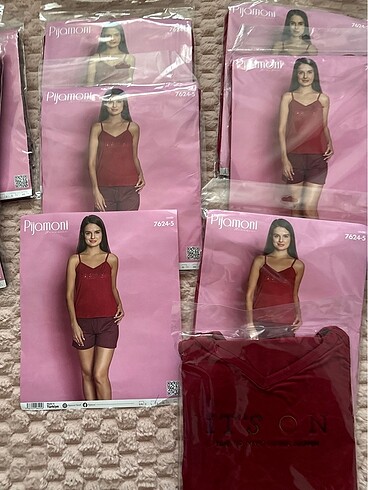 xxl Beden bordo Renk Pijamoni Kadın İp Askılı Şortlu Takım