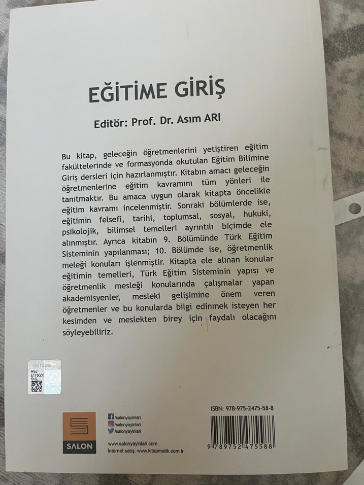 Eğitime Giriş - Prof. Dr. Asım Arı 2. Baskı Eğitim Yayınevi - Görsel 2