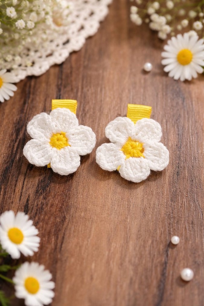 Nakışlı Dantel Beyaz Çocuk Toka - Görsel 3