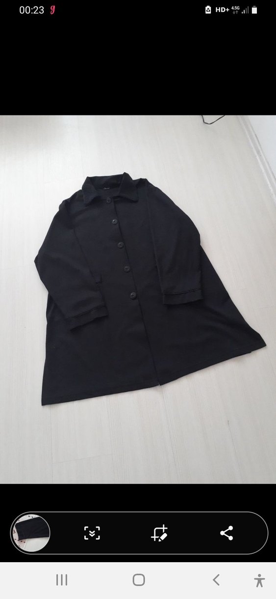 Siyah Düğmeli Pamuklu Uzun Kollu Kadın  kışlık tunik - Görsel 4