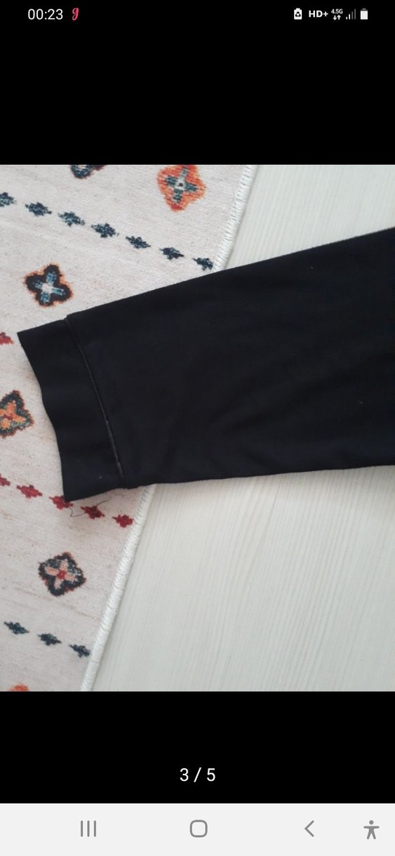 Siyah Düğmeli Pamuklu Uzun Kollu Kadın  kışlık tunik - Görsel 3