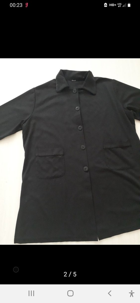 Siyah Düğmeli Pamuklu Uzun Kollu Kadın  kışlık tunik - Görsel 2