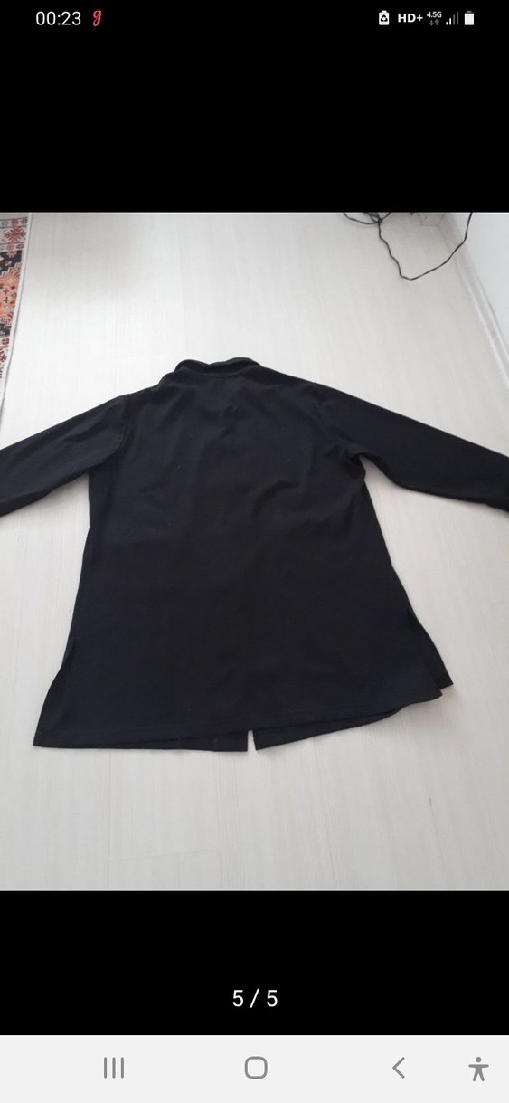 Siyah Düğmeli Pamuklu Uzun Kollu Kadın  kışlık tunik - Görsel 5