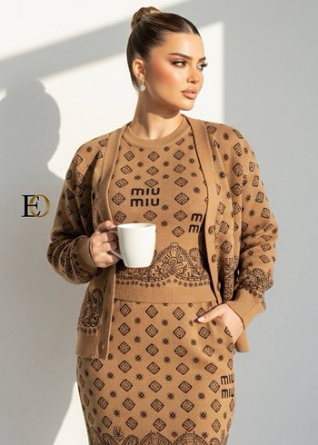 Siyah Etnik Desenli Mini Triko Takım - Görsel 3