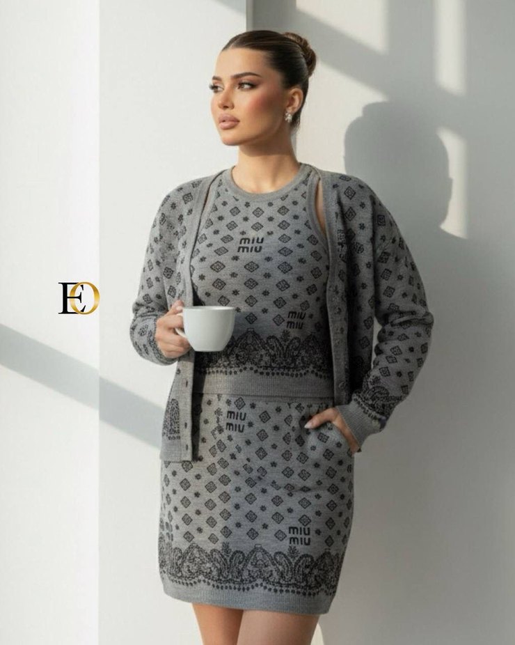 Siyah Etnik Desenli Mini Triko Takım - Görsel 2