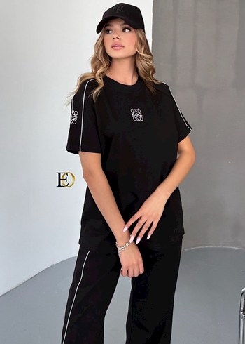 Beyaz Baskılı Kadın Pamuklu Eşofman Takımı - Görsel 4