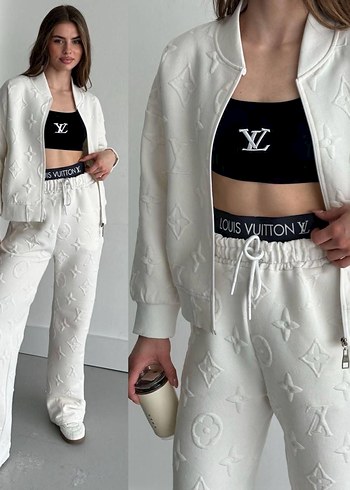 Pembe V Yaka Dantel Detaylı Kadın Eşofman - Görsel 2