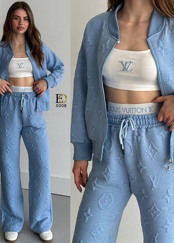 Pembe V Yaka Dantel Detaylı Kadın Eşofman - Görsel 3