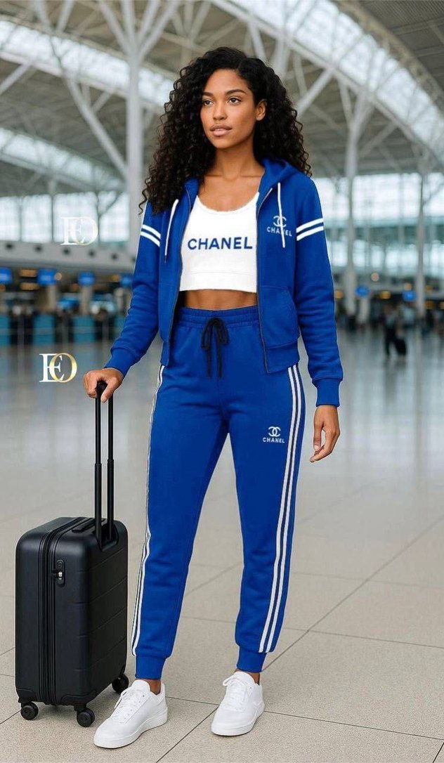 Siyah Chanel Fermuarlı Kadın Eşofman Takımı - Görsel 4