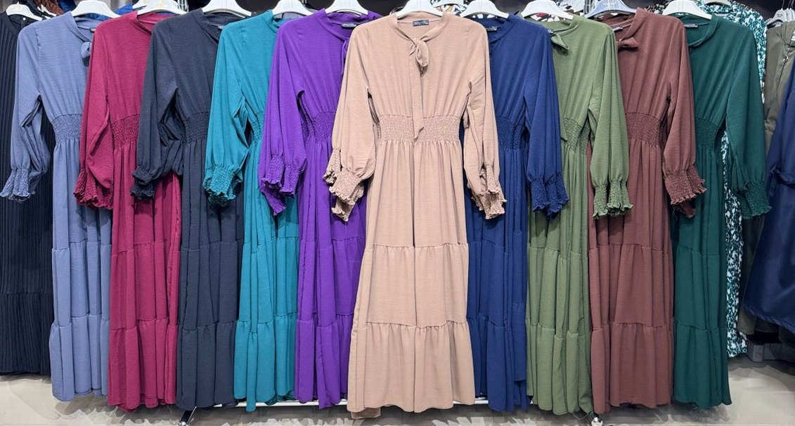 Uzun Kahverengi Fırfırlı Bohem Elbise - Görsel 2