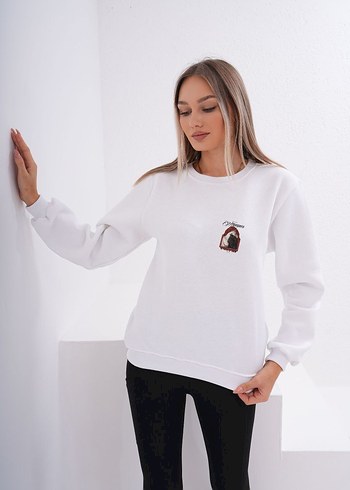 Diğer Siyah Baskılı Oversize Kadın Sweatshirt